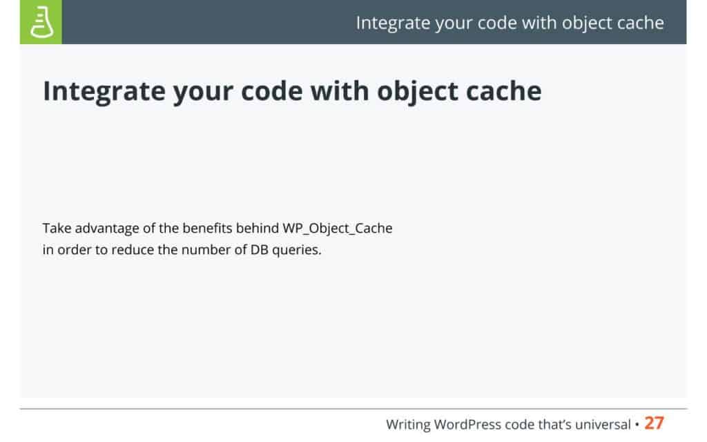 Integrate your code with object cache