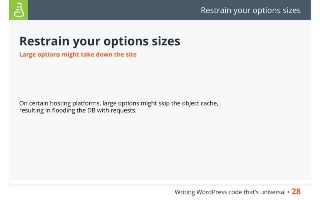 WordPress Code - Restrain your options sizes