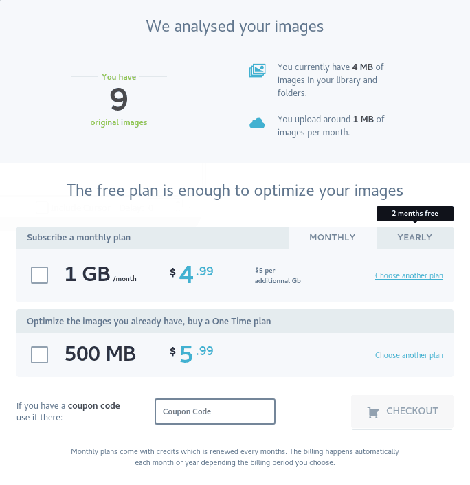 Imagify pricing plans 